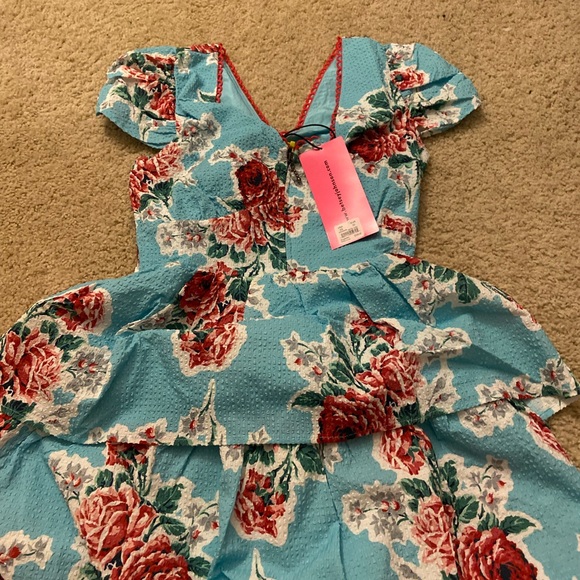 New Betsey Johnson Pastel Blue Floral Dress - Picture 2 of 5